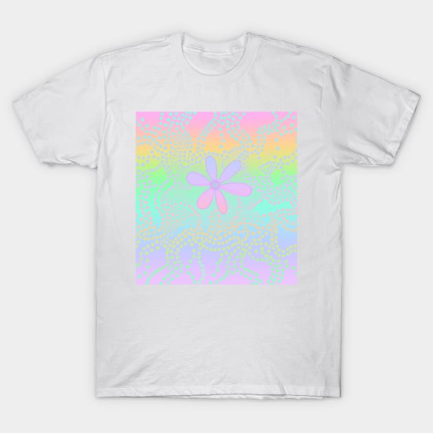 Pastel Rainbow Flower and Dots T-Shirt by Whoopsidoodle